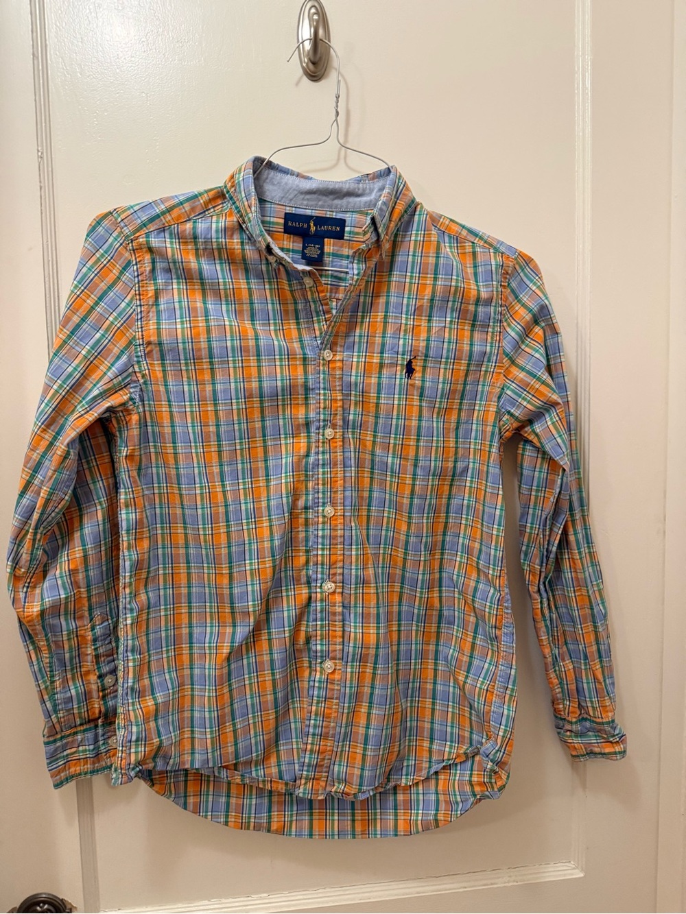 Polo by Ralph Lauren Orange & Blue Plaid Button-Down Shirt